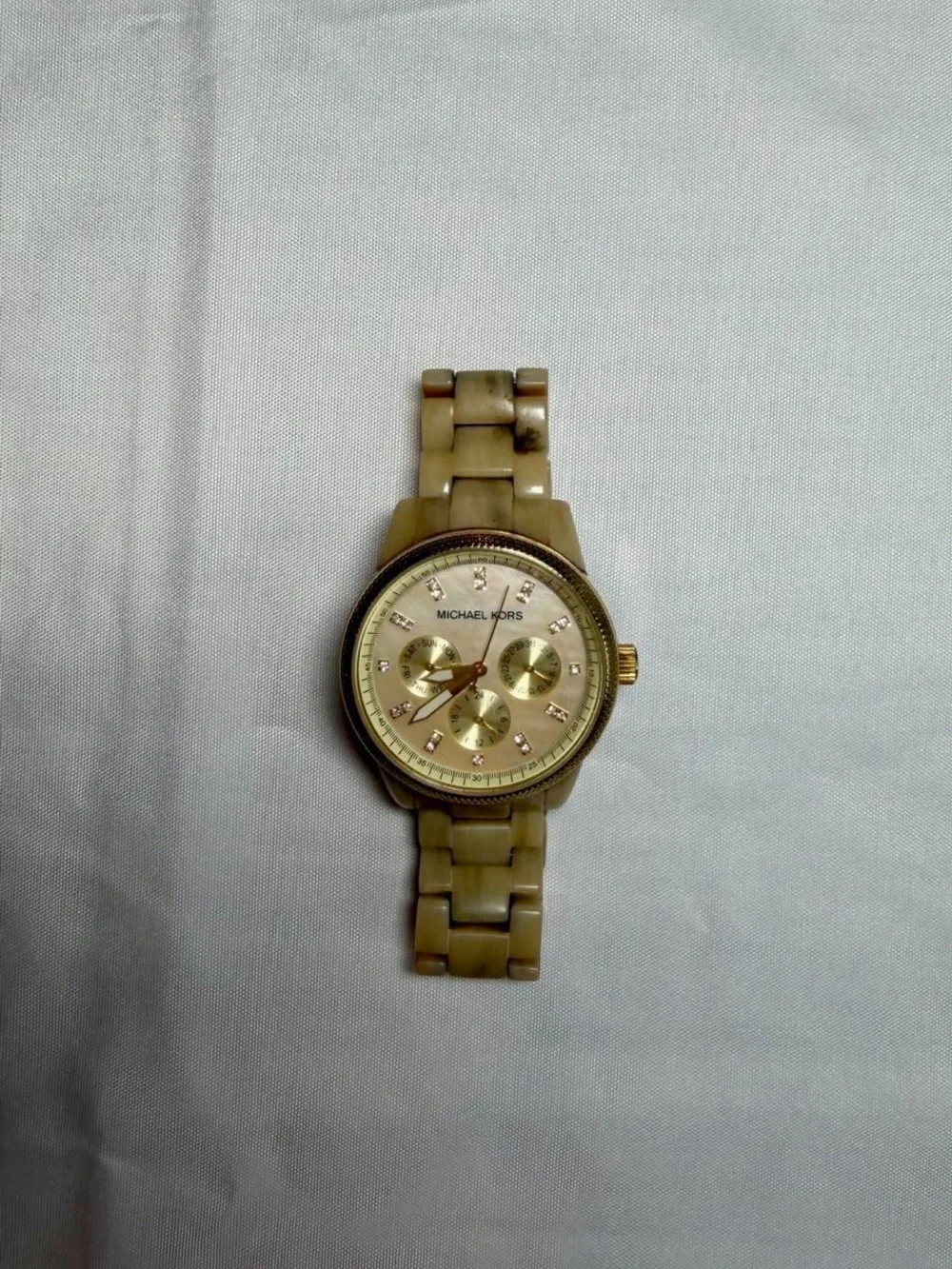 Michael Kors Tortoiseshell and Gold Chronograph Bracelet Watch